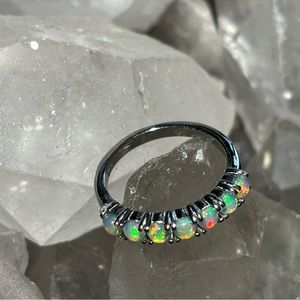 Beautiful Ethiopian Welo Opal 7 stone stackable ring